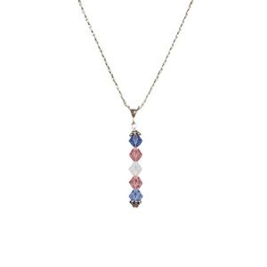 Trans Pride Straight Simple Crystal Silver Pendant Necklace